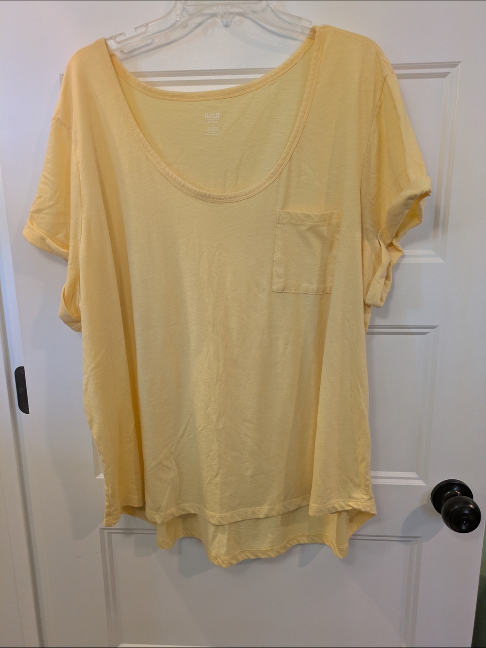 🔴3/$15  a.n.a Pale Yellow Scoop Neck Pocket Tee